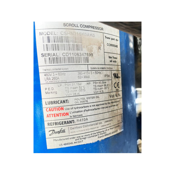 Чиллер для охолодження води 296,7 кВТ TRANE CGAM 110 (Вживаний)