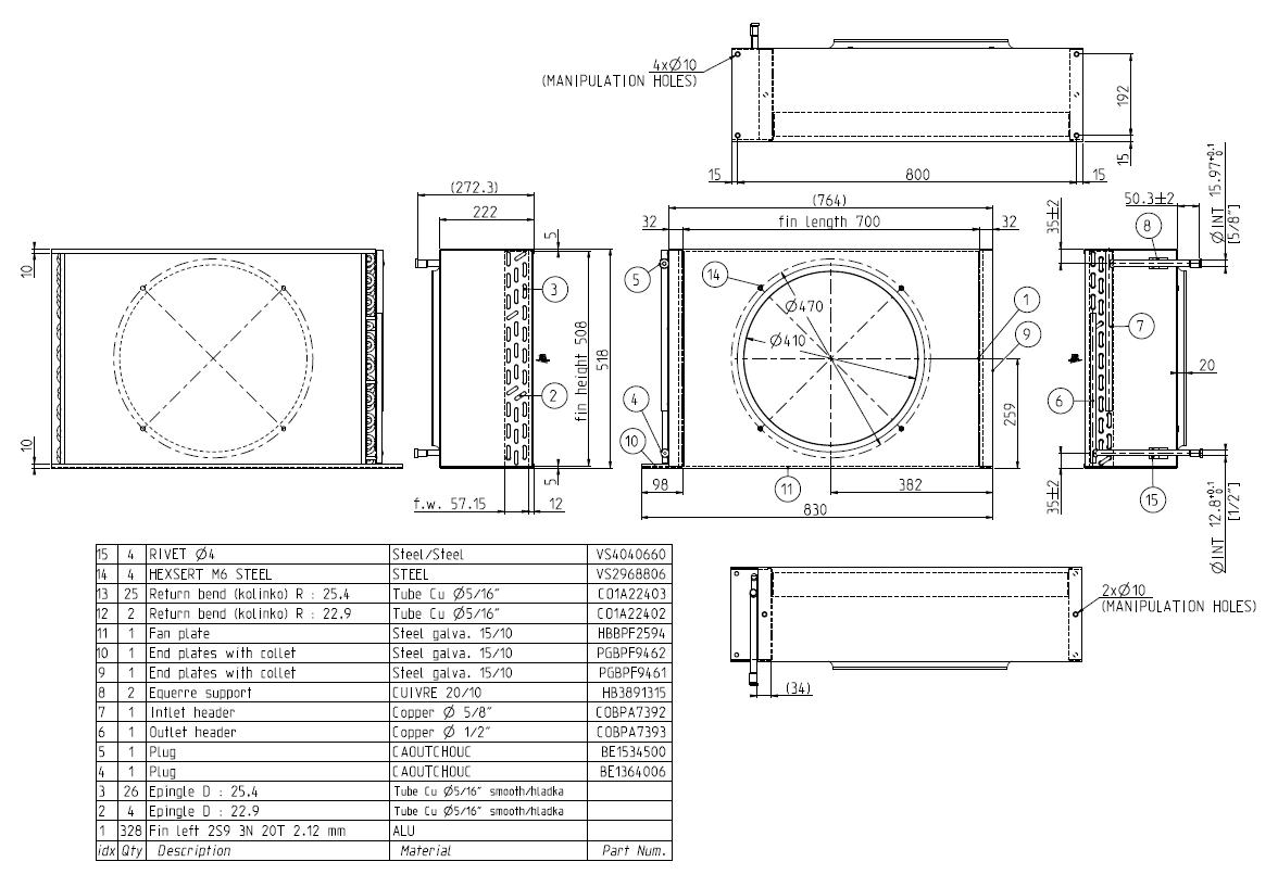 Схема-чертеж конденсатора воздушного охлаждения Lloyd APX-10