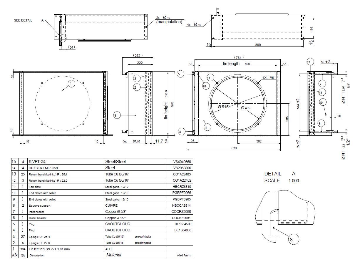Схема-креслення конденсатора повітряного охолодження Lloyd APX-14