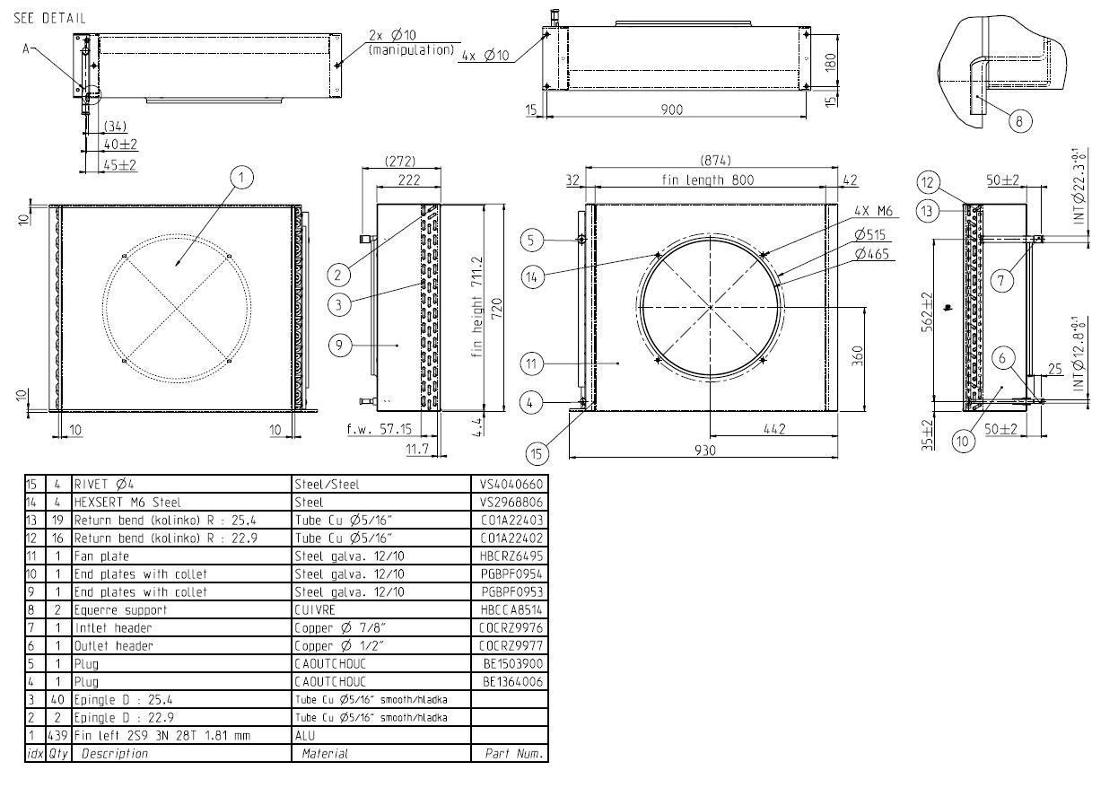Схема-креслення конденсатора повітряного охолодження Lloyd APX-18