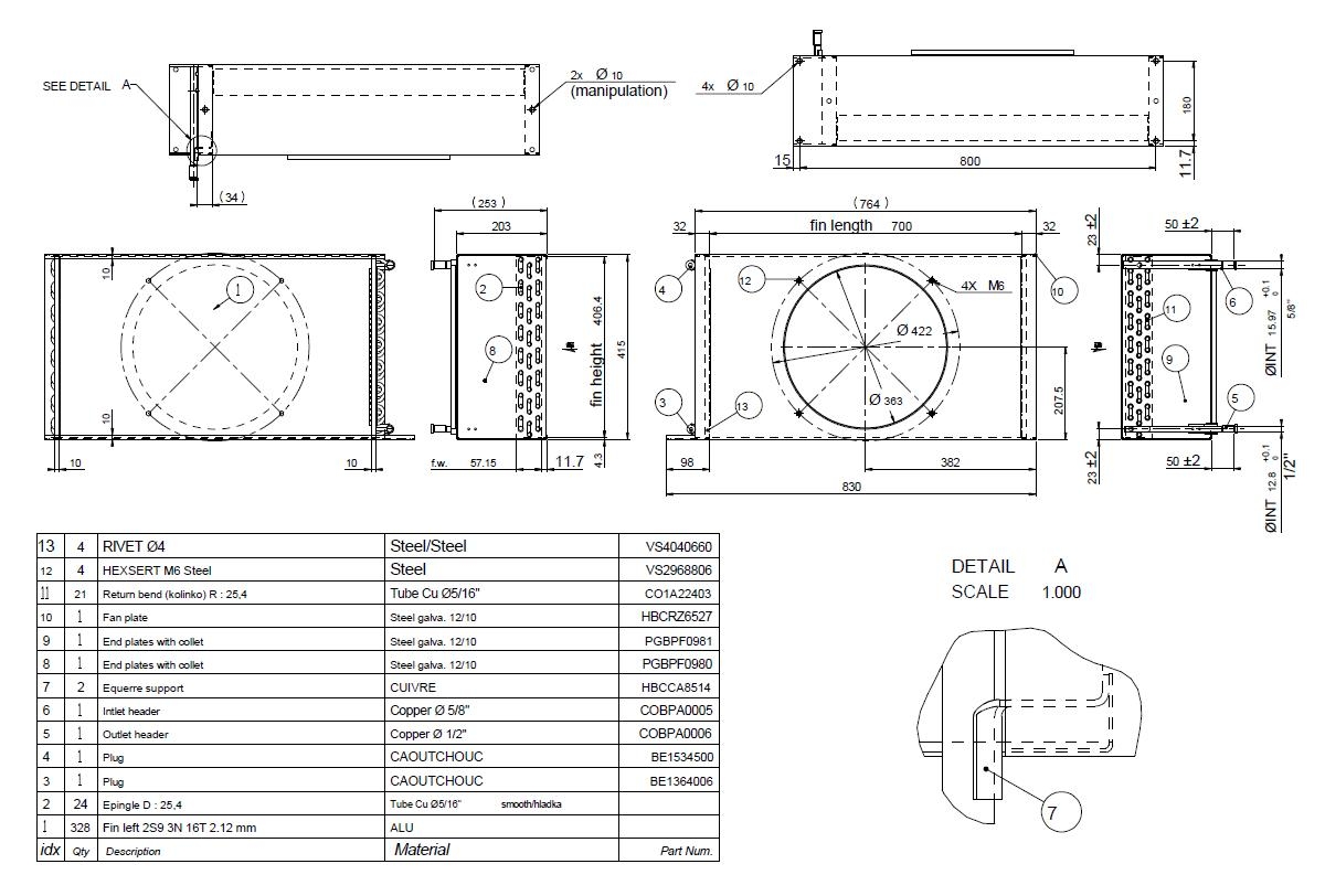 Схема-чертеж конденсатора воздушного охлаждения Lloyd APX-8